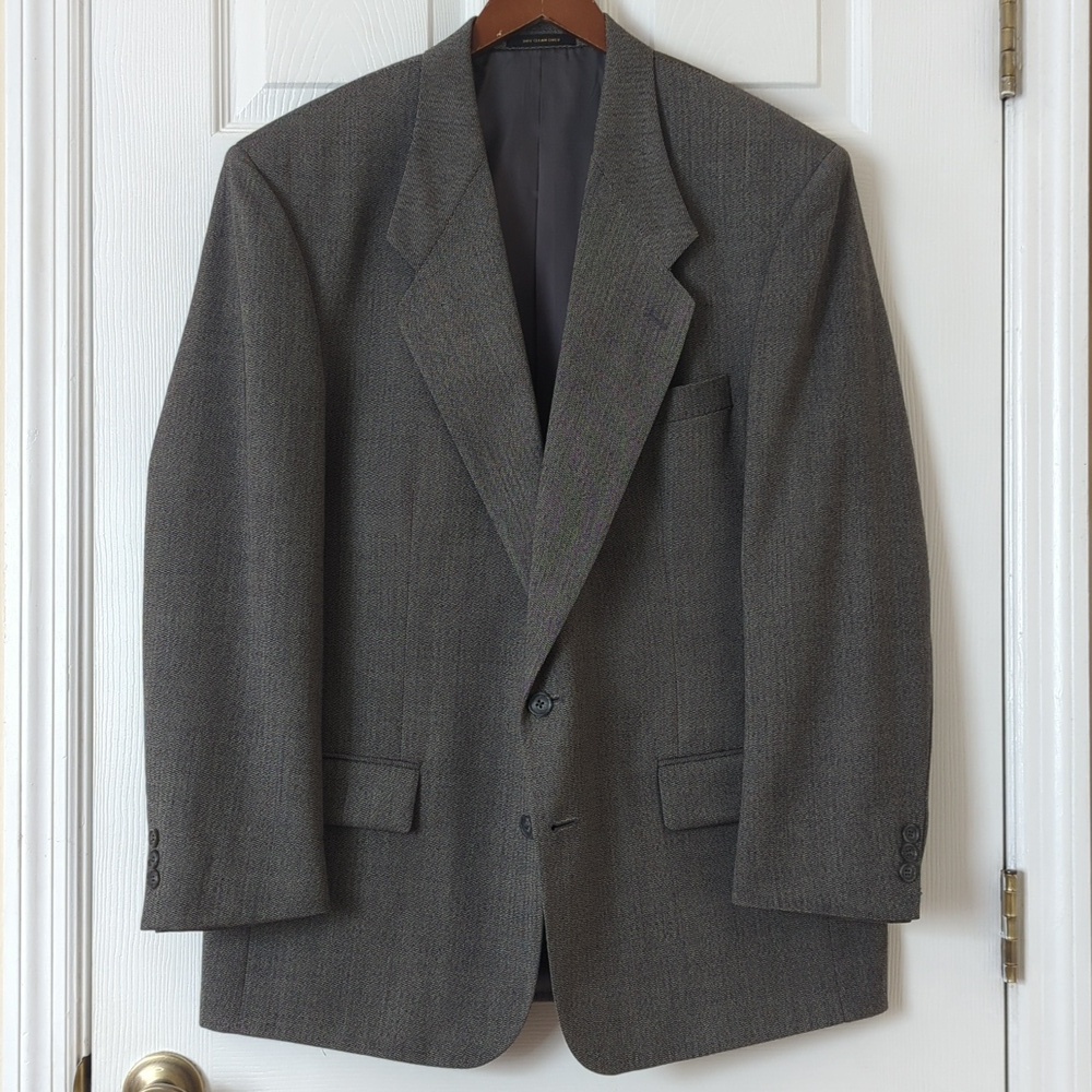 Givenchy Monsieur 80s Vintage Union Made Micro Herringbone Blazer Jacket Gray 44